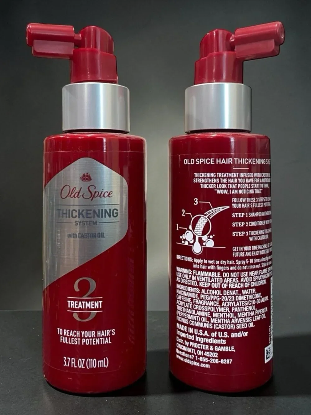 Old Spice Thickening System Treatment Spray Castor Oil 3.7oz 2 Pack NEW
